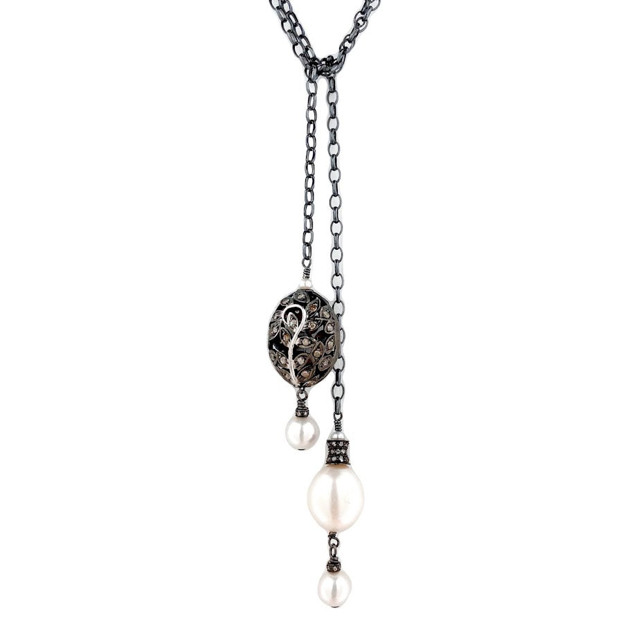 Diamonds and Freshwater Pearl Lariat