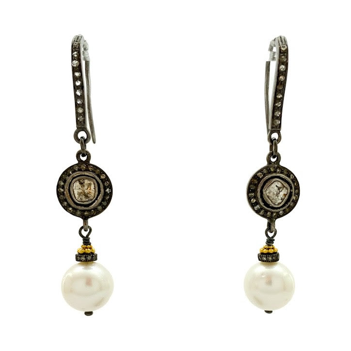 Diamond and Pearl Earrings