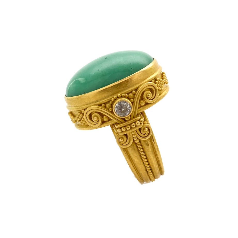 Fleur de Lys Green Agate Ring