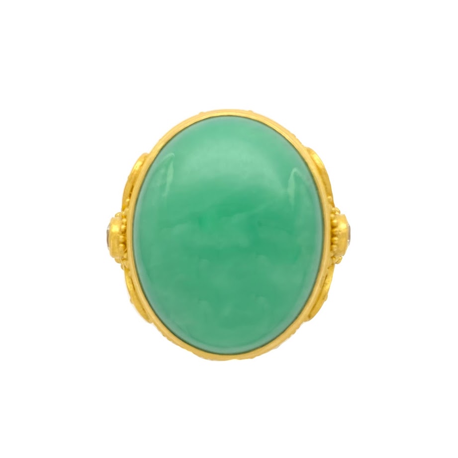 Fleur de Lys Green Agate Ring