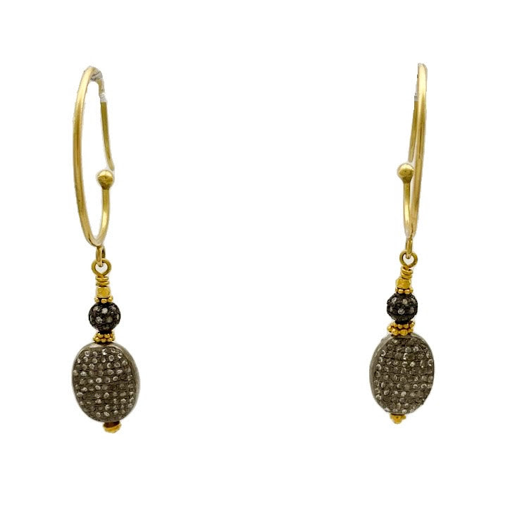 Oxidized Diamond Bead Earrings