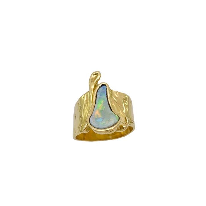 Gold Water Drop Opal Ring