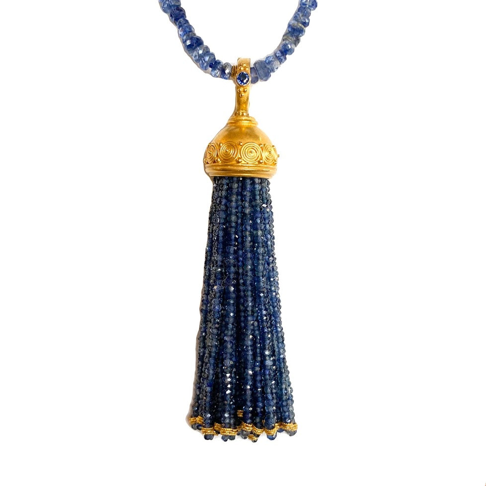 Blue Sapphire Tassel Pendant