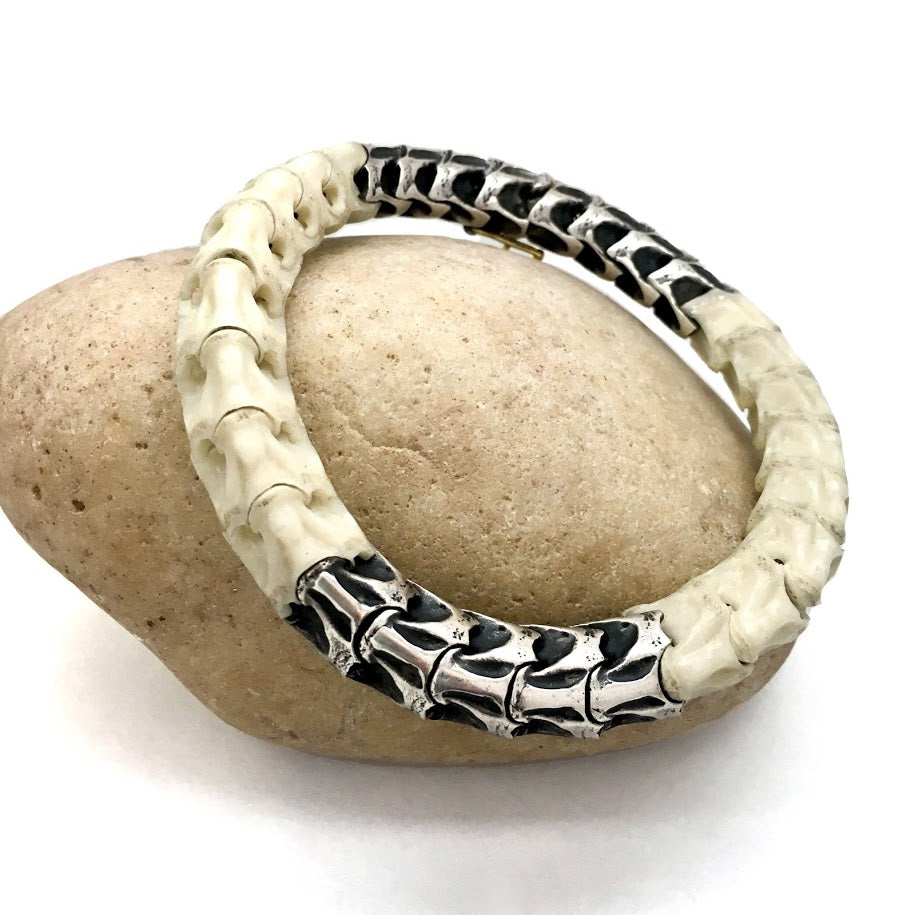 African snake vertebrae bones and sterling snake bone castings