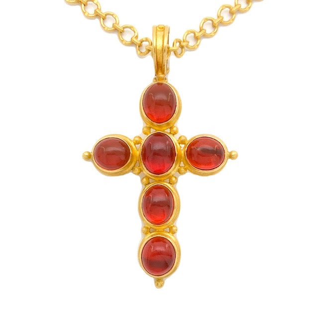 Fire Opal Cross Pendant