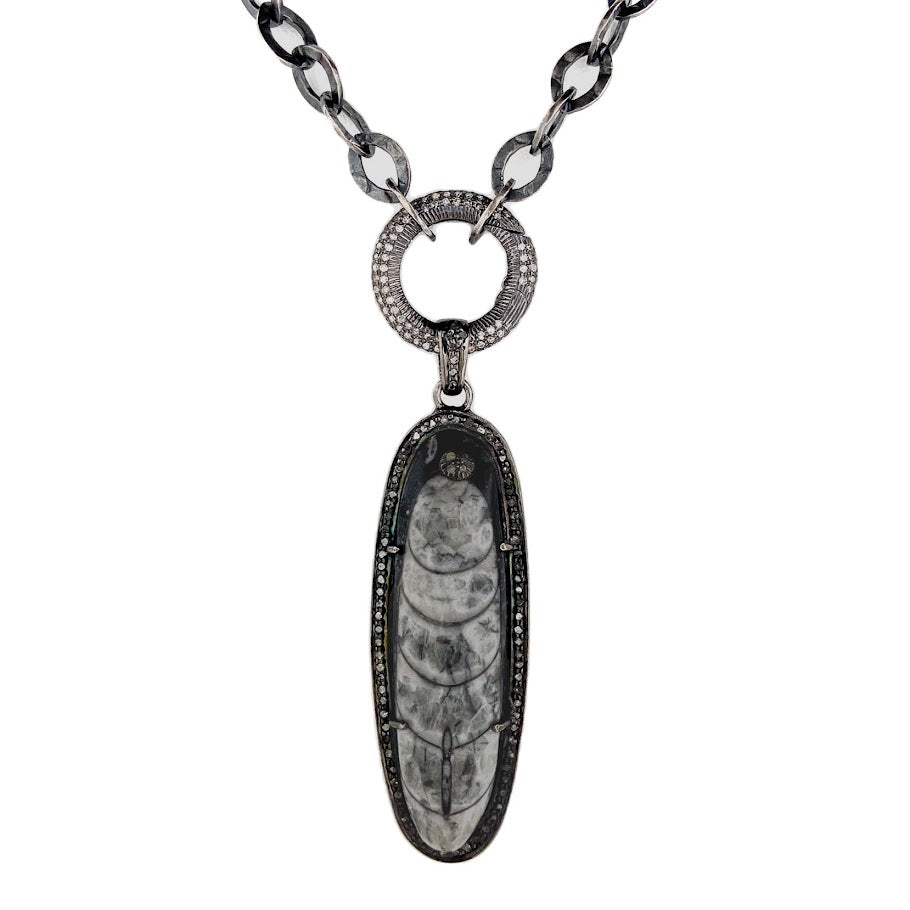 Diamonds and Orthoceras Fossil Necklace