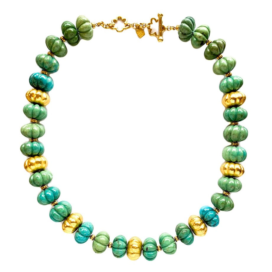 Turqouise Flower Beaded Necklace