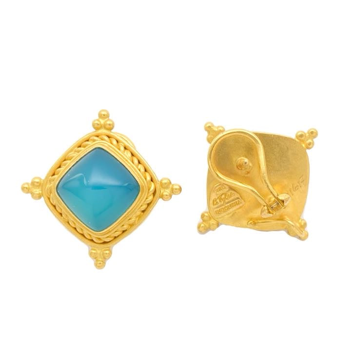 Murawis Blue Agate Earrings