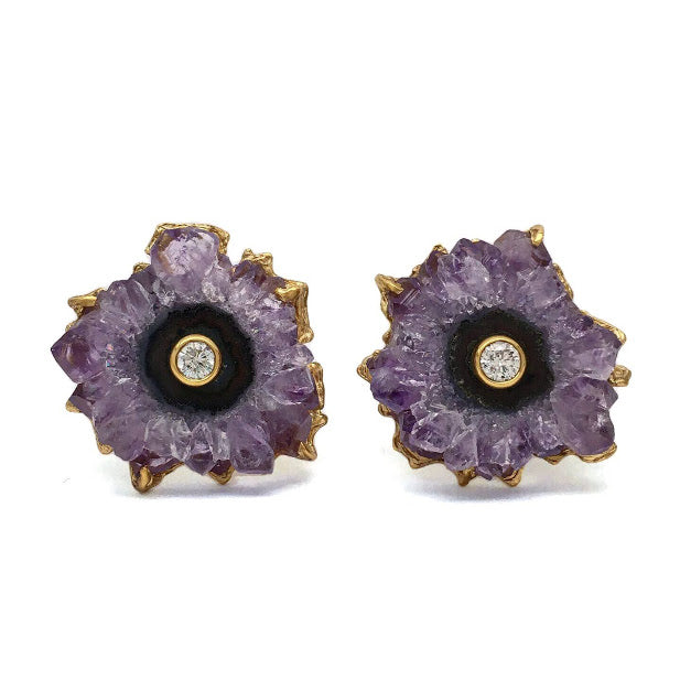 Cross section slice of an Amethyst crystalized stiglatite