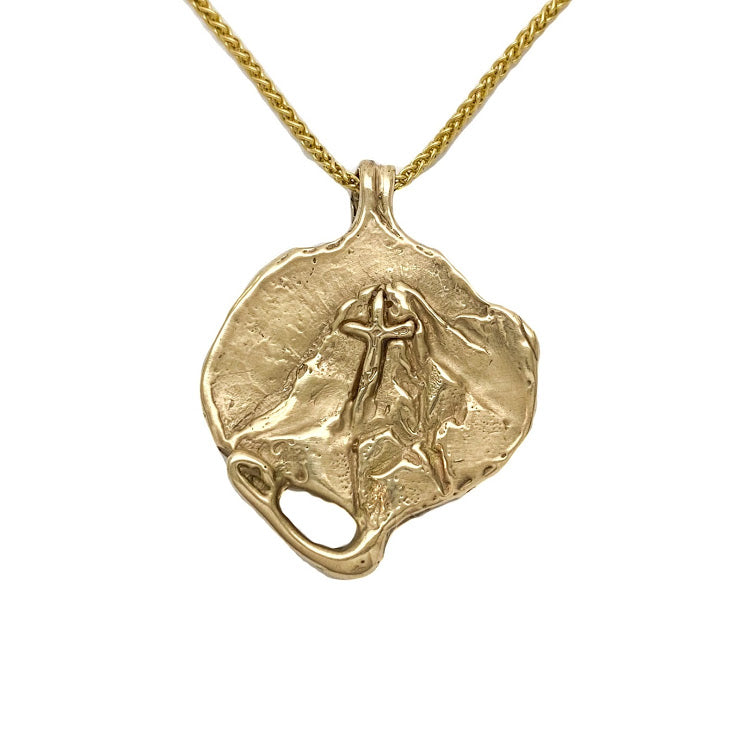 Mount of Holly Cross with aspen leaf background