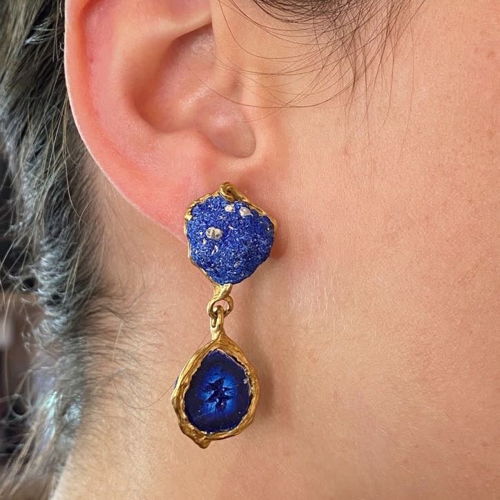Azurite Nugget Earrings