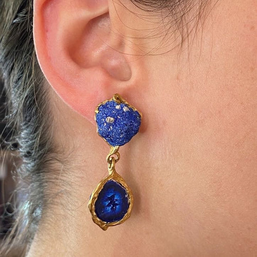 Azurite Nugget Earrings