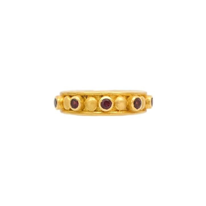 Beaded Batu Garnet Ring