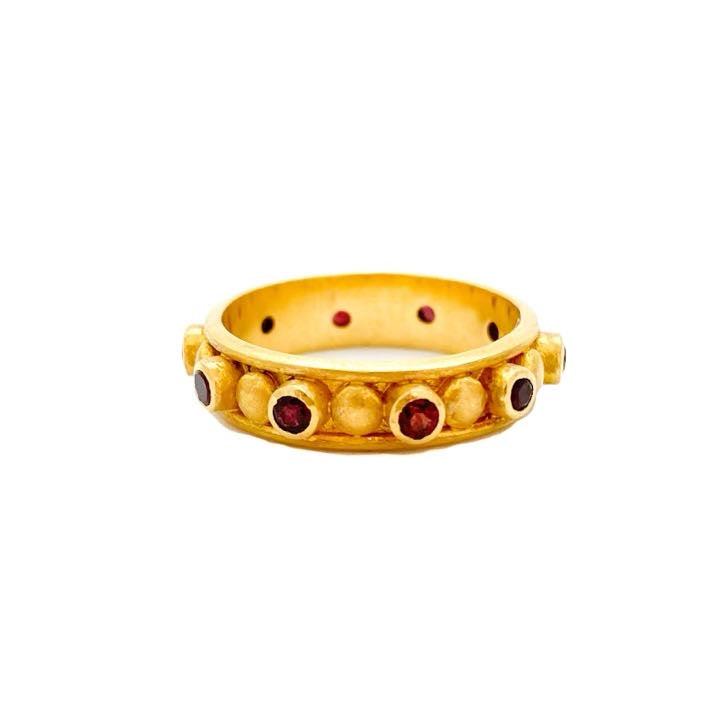 Beaded Batu Garnet Ring