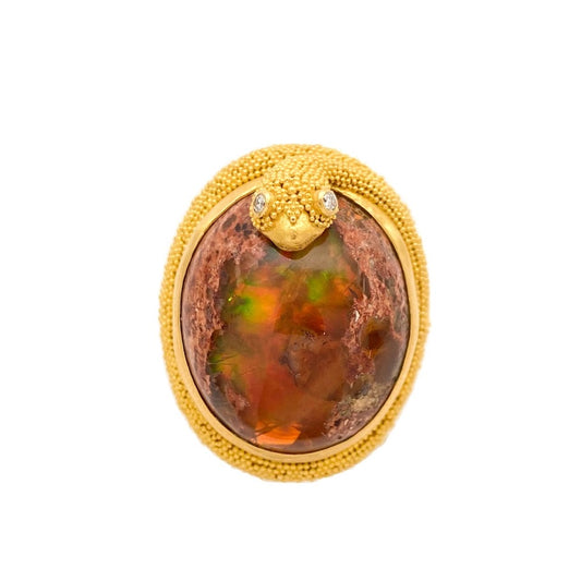 Spiral Snake Mexican Opal Ring