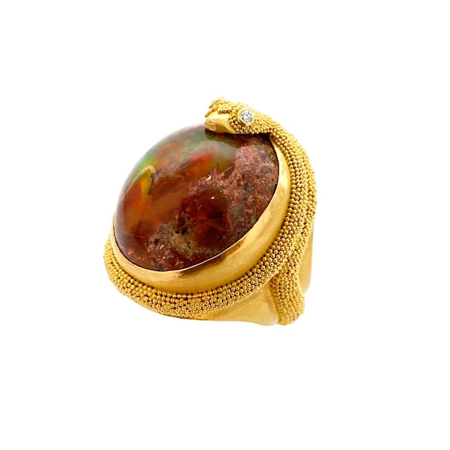 Spiral Snake Mexican Opal Ring