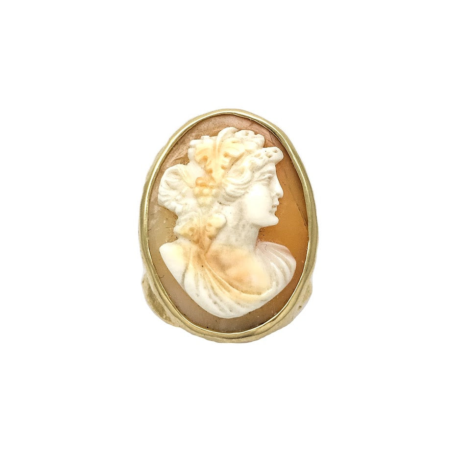 Cameo set in a pallet knife textured ring