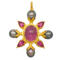 Cathy Cross Tourmaline and Pearl Pendant