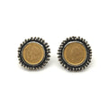 U.S. one dollar gold coin from 1800's set in mock granulation sterling bezels