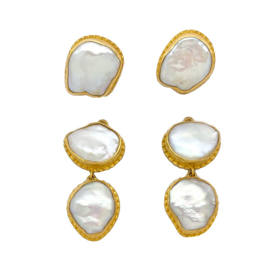 Fishnet Keshi Pearl Earrings