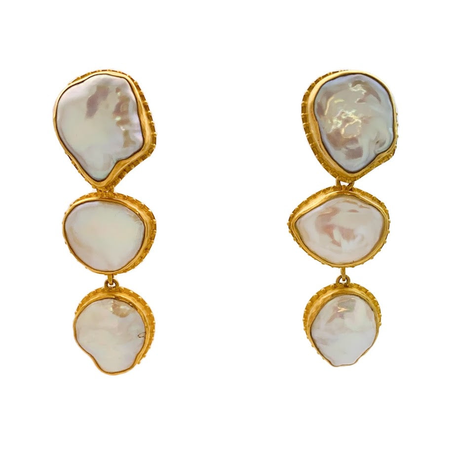 Fishnet Keshi Pearl Earrings