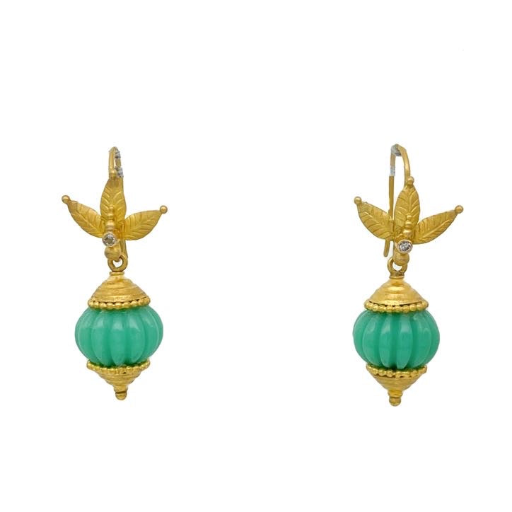 Honey Flower Tops with Chrysoprase Dangles