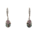 Tahition pearl and pink sapphire flower petal dangles