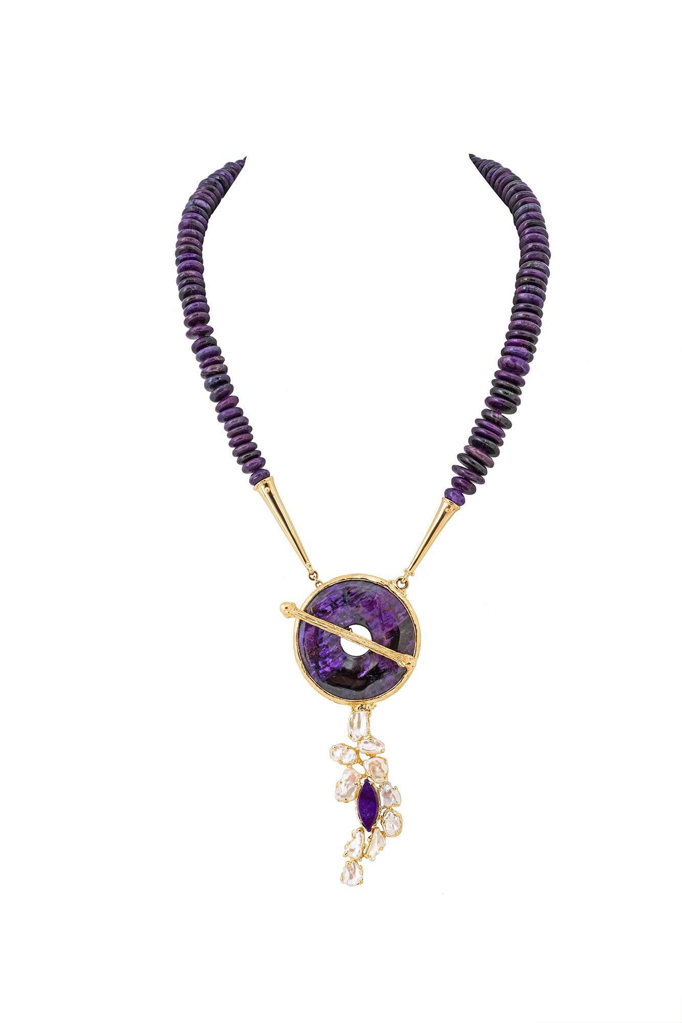 Fresh water pearl and Sugilite toggle necklace