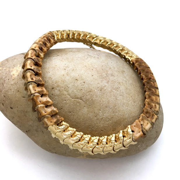 African snake vertebrae bones and yellow gold snake bone castings