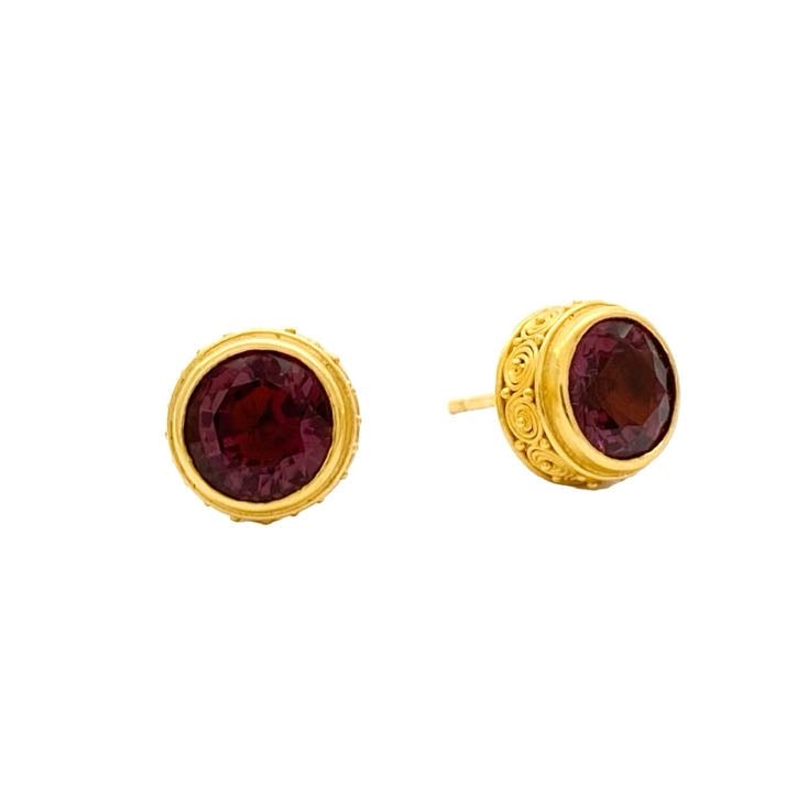 Pill Box Maroon Tourmaline Studs