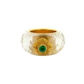 Moongate Quartz and Emerald Ring