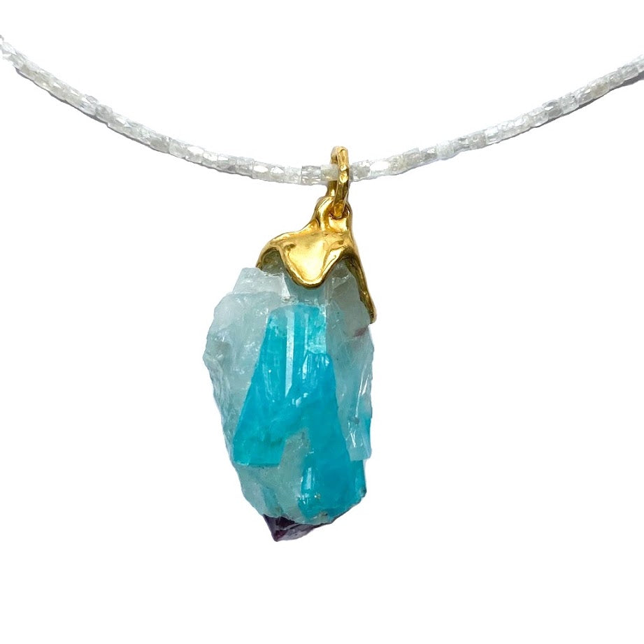 Paraiba Strung on Diamond Beads