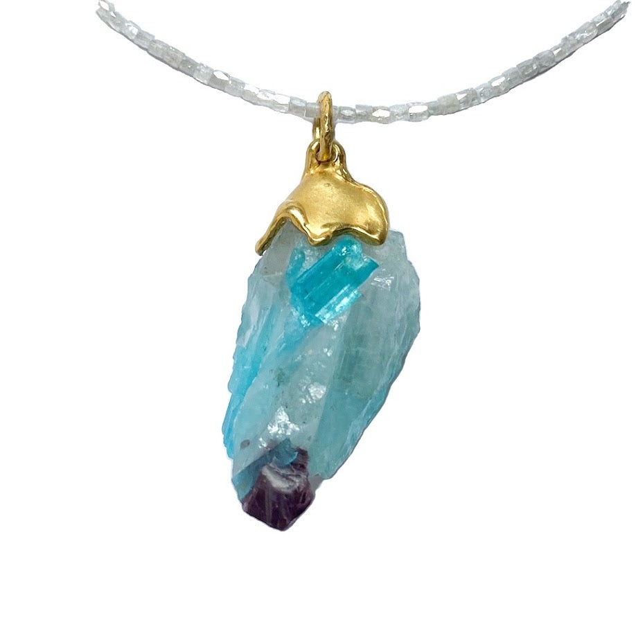 Paraiba Strung on Diamond Beads