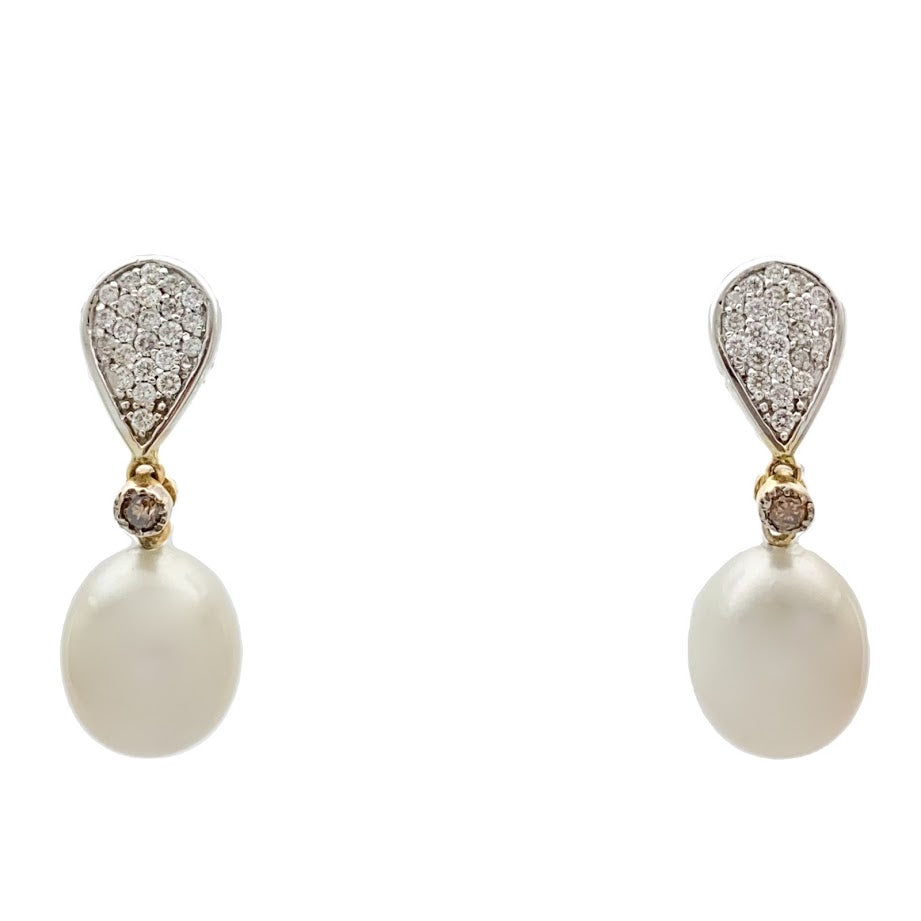 South Sea Pearl and Diamond Earrings