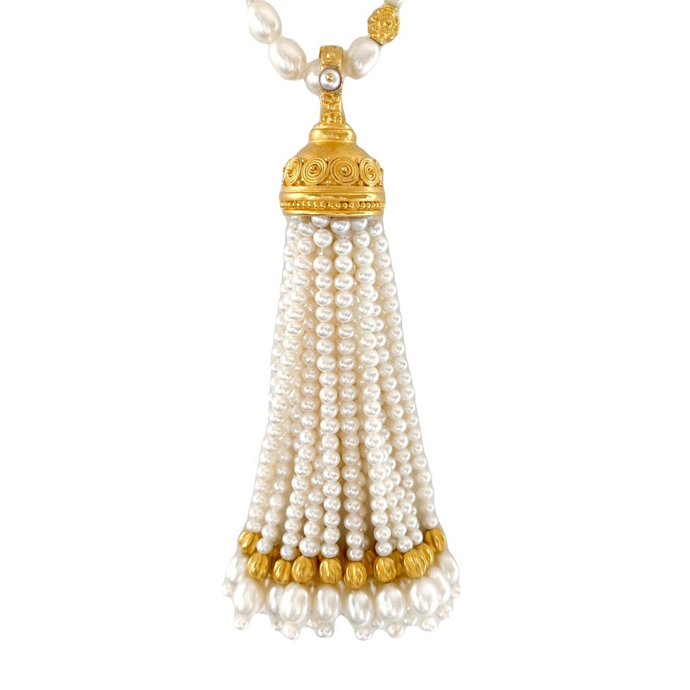 Spiral Pearl Tassel Pendant