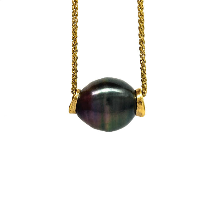 Rainbow Tahitian pearl slider