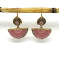 Rhodochrosite slice dangle earrings with locking shepard hooks