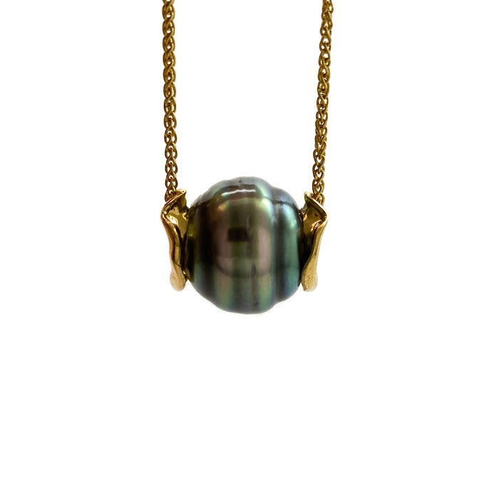 Circlé rainbow black Tahitian pearl slide