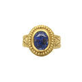 Caste granulation band set with blue sapphire