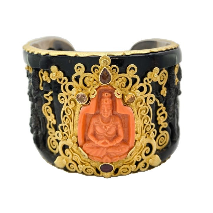 Hand Carved Buddha Cuff