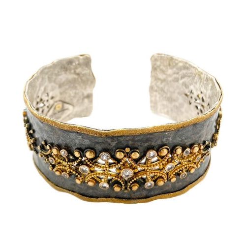 Blackened Sterling Silver and 22K Yellow Gold Cuff