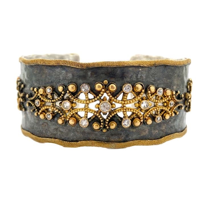 Blackened Sterling Silver and 22K Yellow Gold Cuff