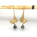"S" shaped swirls with Tahitian pearl dangles