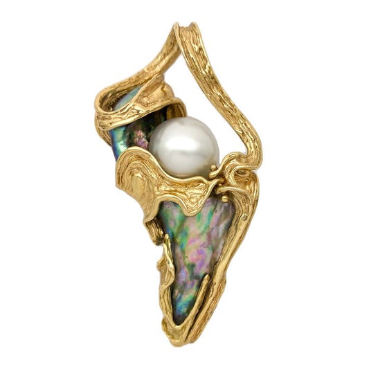 White South Sea Pearl and Abalone Pearl Pendant