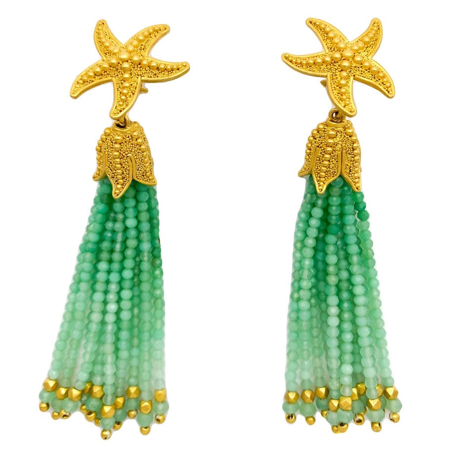 Chrysoprase Starfish Tassel Drops