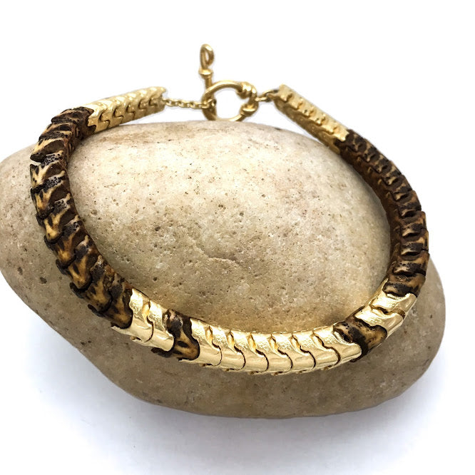 African snake vertebrae bones and yellow gold snake bone castings