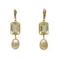 Golden South Sea pearl with green Topaz dangles