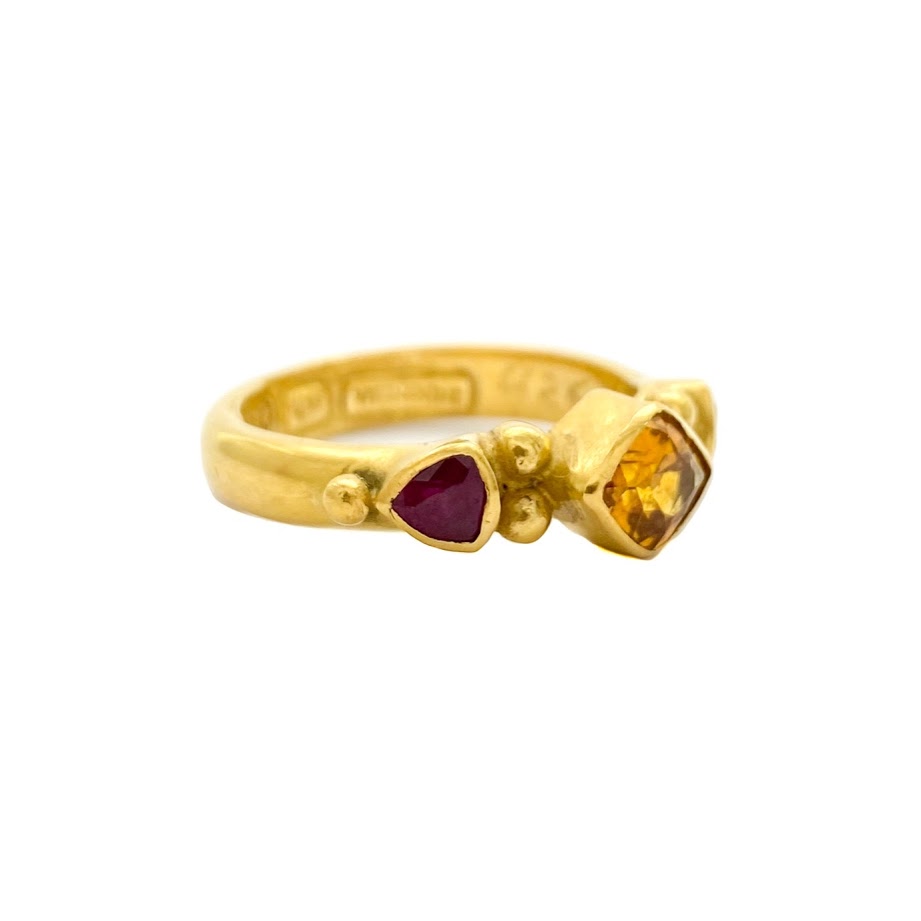 Trinity Sapphire and Ruby Ring