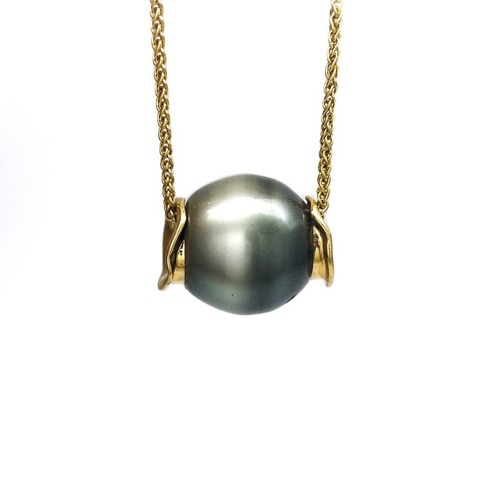 Two tone Tahitian pearl slider