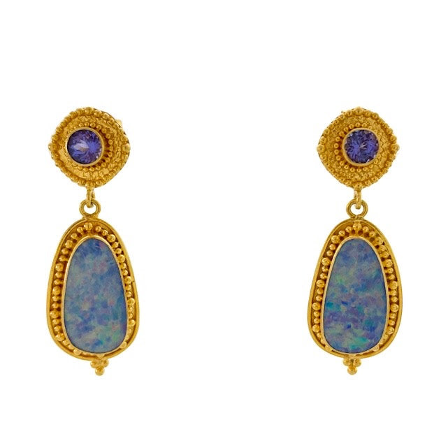 Tanzanite and Opal Earrings